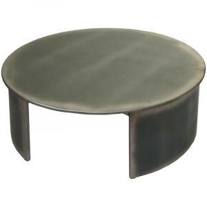 Décoshop26 Table basse table d'appoint design industriel ronde diamètre 80 cm en bois aspect métal brossé 040008441