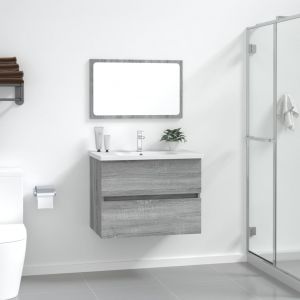 VidaXL Ensemble de meubles de salle de bain 2 pcs Sonoma gris Bois