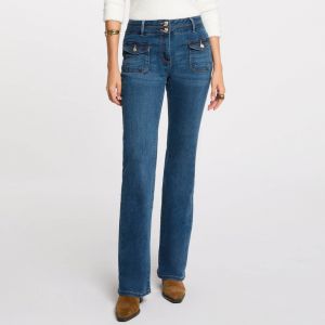 Morgan Jeans bootcut poches &agrave; boutons denim stone femme - Taille 38