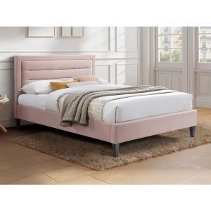 Lit 120 x 190 cm avec tête de lit coloris rose - Rose - MACHUPIO