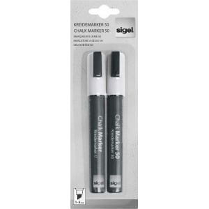 Image de Sigel GL184 - Lot de 2 marqueurs à craie liquide, pointe 1-5 mm, blanc