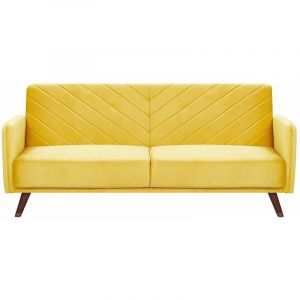 Image de Beliani Canapé convertible 3 places en velours jaune SENJA