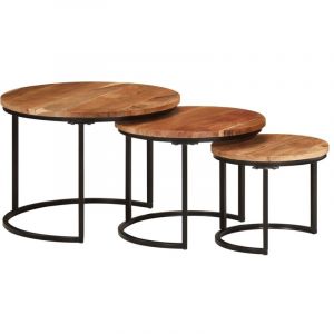 VidaXL Mercatoxl - Tables gigognes 3 pcs bois massif d'acacia