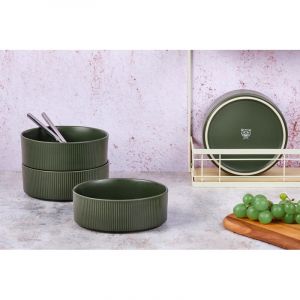 Lot de 4 bols moyens en grès vert D16.5