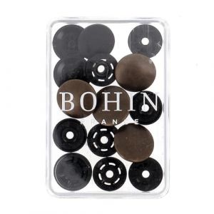 BOHIN France Boutons-Pression Métalliques - Boutons-Pression en Finition Métallique pour Projets de Couture, Plastique, Bronze, 14mm - 4 Pièces