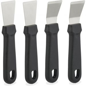 Relaxdays Spatule de Nettoyage pour plancha/Four, lot 4, Acier Inoxydable et Plastique, HLP 17,5x4x1,5 cm, Noir/argenté