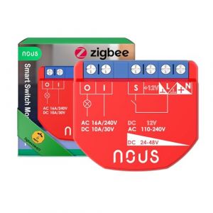 Nous Module Interrupteur ZigBee Smart, 1 Canal, AC 16A/DC 10A, Contacts Secs, 3.0 Hub Requis, Compatible avec Alexa, Zigbee2MQTT, Google Assistant, Home Assistant, Tuya