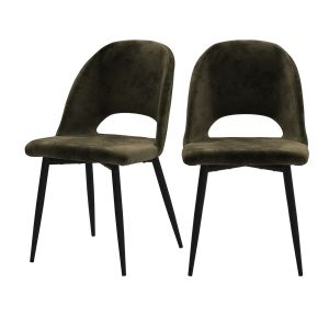 Rendez Vous Déco Chaise Pénélope En Velours Vert (Lot De 2)