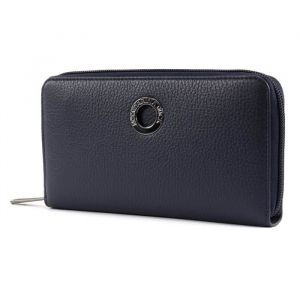 Mandarina Duck Mellow Leather Zip Around Wallet L Dress Blue [60623] - porte monnaie