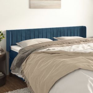VidaXL Tête de lit avec oreilles Bleu foncé 183x16x78/88 cm Velours