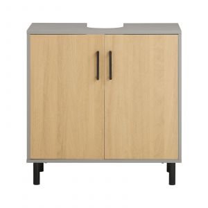 Sobuy BZR133-NG Meuble Sous Lavabo, Meuble sous Vasque, Meuble Salle de Bain avec 2 Portes et 2 &Eacute;tages, Placard de Rangement Salle de Bain, L60 x P30 x H60