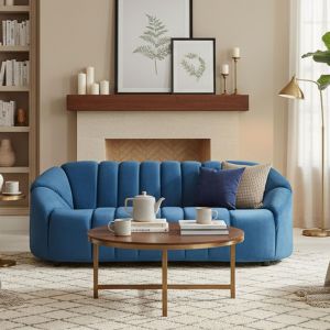 Canap&eacute; 3 places design Sidonie Velours Bleu