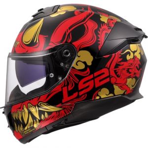Ls2 Casque Moto Intégral Stream II Drako Gloss Black Red, XXL