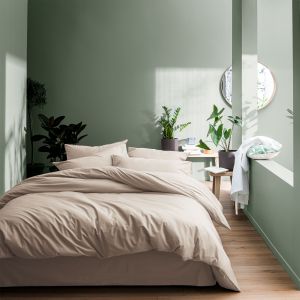 Matt & Rose Parure de lit unie en coton lav&eacute; Lin 240x220+2x65x65cm