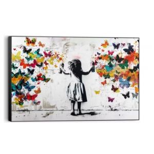 Tableau Nuage de papillons - 60x90 cm - Coloré
