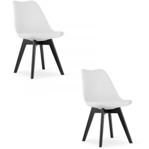 Chaise MARK - blanc / pieds noirs x 2