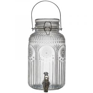 Distributeur &agrave; boisson 4L en verre d&eacute;cor vitraux avec robinet