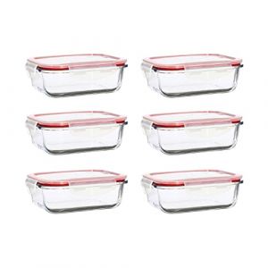 Menastyl LOT 6 BOITES HERMÉTIQUES RECTANGULAIRE CLÉMENTINE 630ML EN VERRE