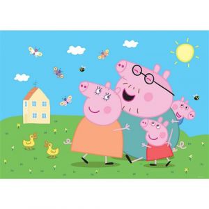 AG ART Papier peint Peppa pig avec sa famille 252 x 182 cm