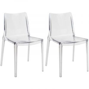 Lot de 2 chaises en polycarbonate - Cristal - ranzaka