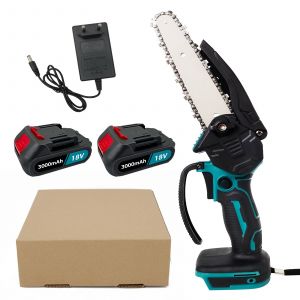 TEETOK tronçonneuse scies à chaîne Mini 6-pouces sans fil 18V électriques,avec chargeur+batterie rechargeable3.0Ah,Chaîne de rechange,pour Jardinage Verger Cueillette bois coupés,Compatible Makita