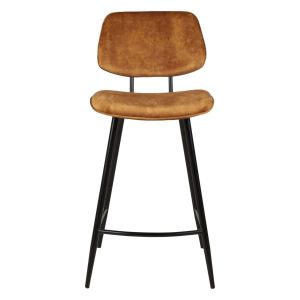 Zago Chaise Plan De Travail Velours Ocre Pieds M&eacute;tal Noir H68 Cm