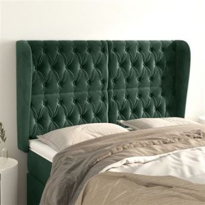 VidaXL Hoofdbord met randen 163x23x118/128 cm fluweel donkergroen3118349