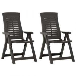 Chaises inclinables de jardin 2 pcs Plastique Anthracite