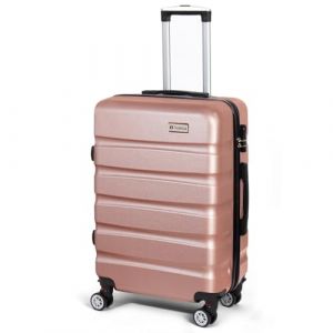 Todeco Valise Moyenne Taille 67cm, Rigide e Légère ABS+PC Valise à Main légère avec Coque Rigide, avec 4 Doubles Roues, 67×44×25cm, Or
