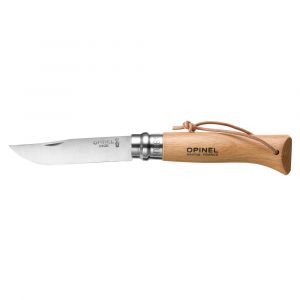 Opinel Couteau N°08 naturel lame 8.5 cm avec lien cuir marron en inox H1