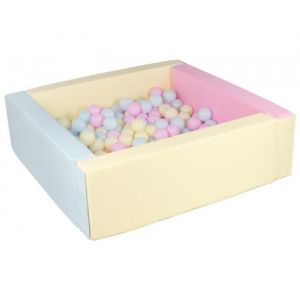 Piscine à balles carrée Velinda - 300 balles - rose, bleu, jaune - pour enfants de 9 mois et plus