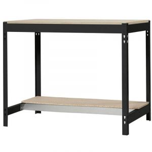 Simon Rack Etabli d&rsquo;Atelier, Capacit&eacute; de Charge 400 kg, 842x910x760 mm, Table de Travail Bricolage, Anthracite/Bois - BT0