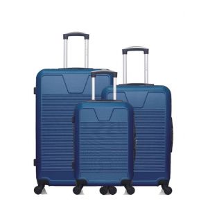 WAVE Lot de 3 valises grand format, weekend et cabine ABS SELENGA Bleu Marine