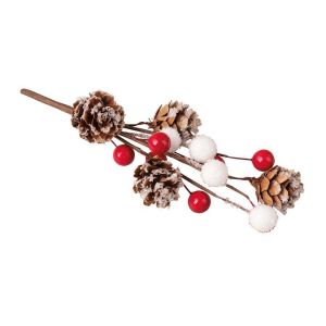 Rayher Branche d&eacute;corative Pommes de pin et baies 17 cm