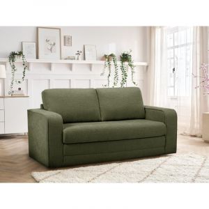 Bobochic Canapé convertible déplimousse come tissu texturé vert - 160x72x79 cm