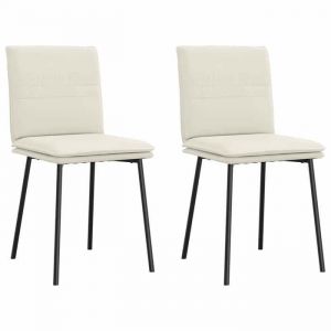 VidaXL Chaises &agrave; manger lot de 2 Cr&egrave;me Velours