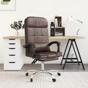 VidaXL Fauteuil de massage inclinable de bureau Marron Similicuir Brown