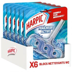 Harpic Lot de 6 Blocs WC- Nettoyant WC Fra&icirc;cheur Active Explosion marine anti-tache & anti-calcaire - 6 unit&eacute;s