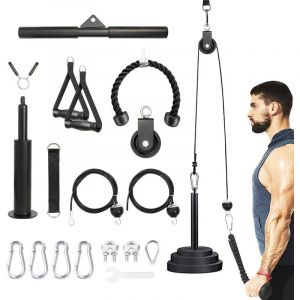 Image de Leogreen Système de poulie de Levage Fitness LAT Machine, Musculation Poulie Rouleau pour Cable Rouleau, 180cm & 230cm câble, pour Biceps