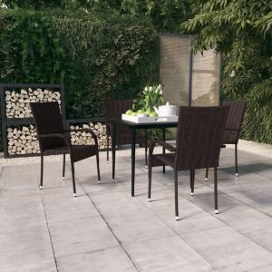 VidaXL Ensemble de salle &agrave; manger de jardin 5 pcs Marron et noir