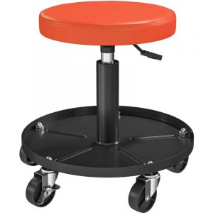 Homcom Tabouret d'atelier mobile - tabouret de mécanicien - pivotant réglable H.38-50 cm, plateau outils - orange