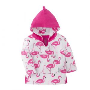 Zoocchini Accappatoio Baby Cover Up UPF 50+, Frenny Il Fenicottero Combinaison de Bain, Rose (Flamingo Flamingo), Unique (Taille Fabricant: M/L 12-24M) Mixte bébé