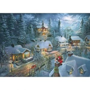 Schmidt Spiele 57529 La Nuit silencieuse du Père Noël, Thomas Kinkade, Puzzle 1000 pièces