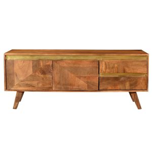 Rendez Vous D&eacute;co Meuble TV Tripoli en bois d&eacute;tails dor&eacute;s - Bois