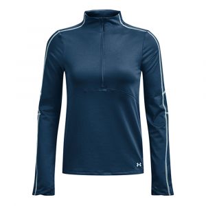 Under Armour Train CW 1/2 Zip Long Sleeve Shirt Women, Bleu p&eacute;trole M T-shirts course &agrave; pied