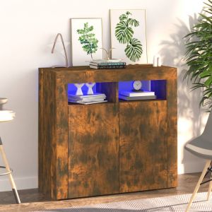 VidaXL Buffet avec lumières LED Chêne fumé 80x35x75 cm