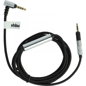 Vhbw Câble audio AUX compatible avec Bose QC35, QC35 II, QC25 casque - Avec prise jack 3,5 mm, 150 cm, noir / argenté