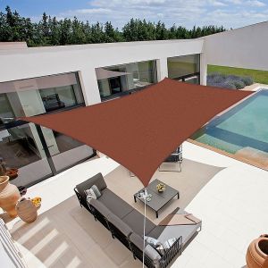Voile d'ombrage 5 x 3 m rectangulaire 280g/m² - Haute densité résistante au vent - Tissu micro-aéré - Terracotta