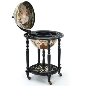 Costway - Wijnrek - Globebar - Wijnbar - Wereldbol bar - ⌀ 56 cm - Cremewit/Zwart