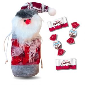 KINDER Noël Petit sac Père Noël Gris garni de 30 KINDER Schokobons et Mini-Bueno Prêt à Offrir